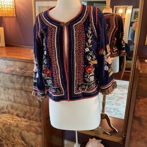 Ruby Yaya velvet embroidered beaded short jacket